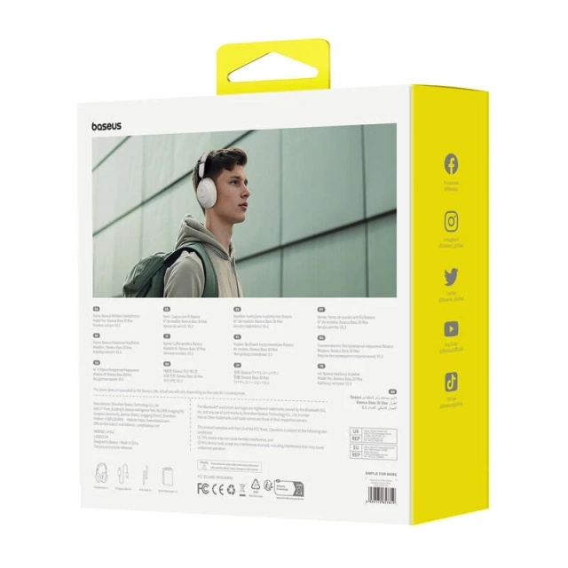 Baseus Bass 30 Max Wireless Headphones White