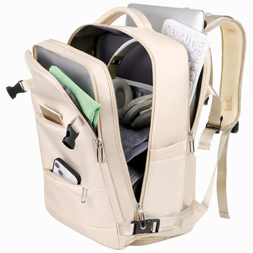 Women's Laptop Backpack Travel Suitcase Luggage for Plane Work School 45x30x20cm Alogy Beige