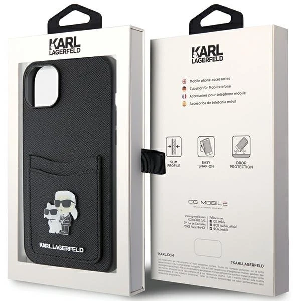 Etui Karl Lagerfeld KLHCP15SSAPKCNPK для iPhone 15 6.1" czarny/black hardcase Saffiano Cardslot Karl