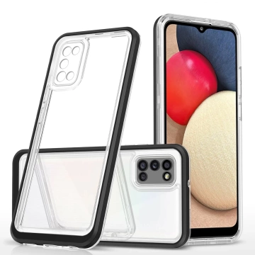 Clear 3in1 case for Samsung Galaxy A03s (166) gel cover with frame black