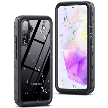 Case for Samsung Galaxy A35 5G Armored Waterproof IP68 360 Armor Case Built-in Glass Alogy Black