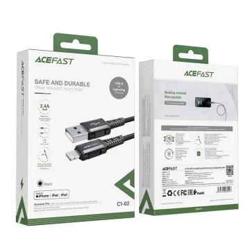 Acefast kabel MFI USB - Lightning 1,2m, 2,4A černý (C1-02 černý)
