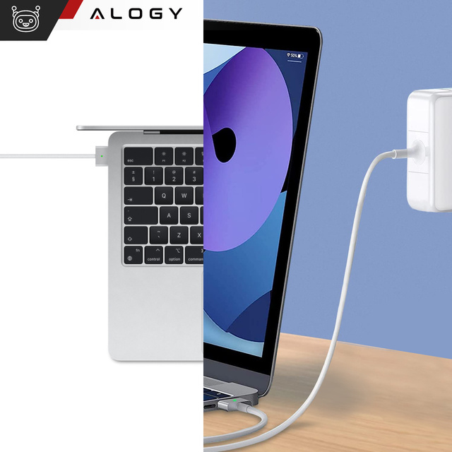 Alogy Nabíječka MacBook Nabíječka Apple MacBook MagSafe 2 T-type 60W napájecí adaptér Bílý