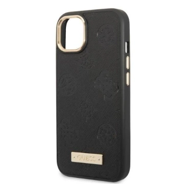 Etui Guess GUHMP13MSAPSTK do Apple iPhone 13 6,1" černý/černý pevný obal Pivoňka Logo Plate MagSafe