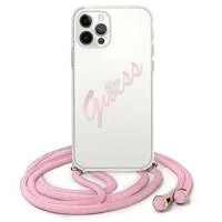 Guess GUHCP12MCRTVSPI iPhone 12/12 Pro 6,1" różowy/рожевий твердий чохол Script Vintage
