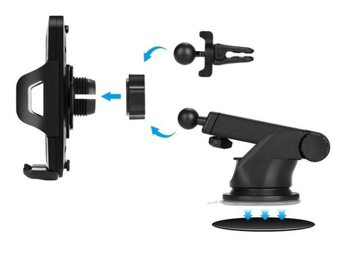 Car holder 360 for the windshield Alogy carbon black Baseus Charger Black