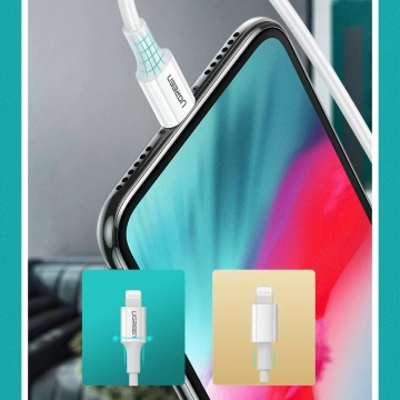 Uzelený kabel USB typu C - Lightning MFI 1m 3A 18W bílý (10493)