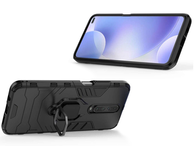 Alogy Stand Ring Armor Hülle für Xiaomi Poco X2 schwarzes Glas