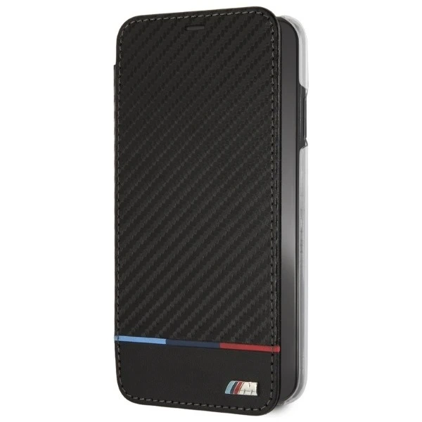 BMW BMTRBKI65PUCARTCBK protective phone case for Apple iPhone Xs Max book black/black Carbon Tricolor Stripe