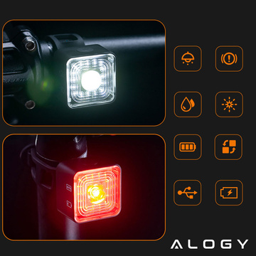 2-in-1 Alogy Bike Rear Front Light Smart Bicycle Flashlight Waterproof Front & Rear Light 120lm IP66