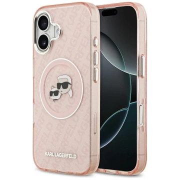 Etui Ochronne do iPhone 17 Karl Lagerfeld IML Glitter K&C Heads MagSafe Różowy