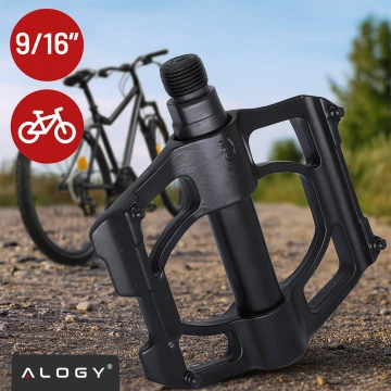 Plattform-Fahrradpedale für MTB-Fahrräder, Aluminium 9/16" Schwarzes Aluminium-Set [2 Stk.]