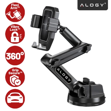 Držiak telefónu do auta 7,2" pre nákladné auto, autobus, nákladné auto, bager, auto, dĺžka 43 cm, na okno kokpitu, Alogy, čierny