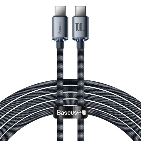 Baseus Crystal Shine Fast Charging Cable USB-C Type C to USB-C Type C PD 100W 3A 2m Black