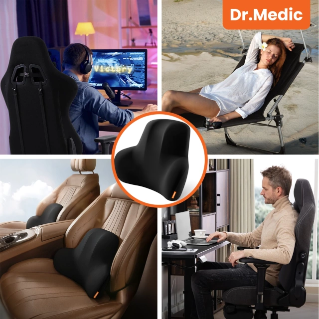 Ергономічна подушка для поперекової підтримки DR.MEDIC ErgoDrive™ для автомобілів, водіїв, пасажирів, офісних крісел, ігрових крісел та сидінь