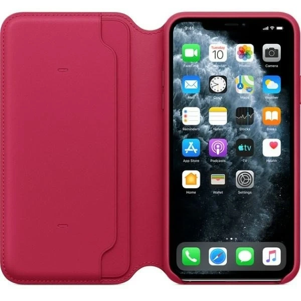 Original Protective Apple Phone Case MY1N2ZM/A for Apple iPhone 11 Pro Max raspberry/raspberry Leather Book