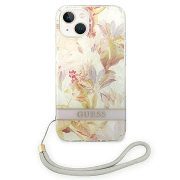 Etui Guess GUOHCP14MHFLSU do Apple iPhone 14 Plus 6,7" fioletowy/fialové pevné pouzdro Flower Strap