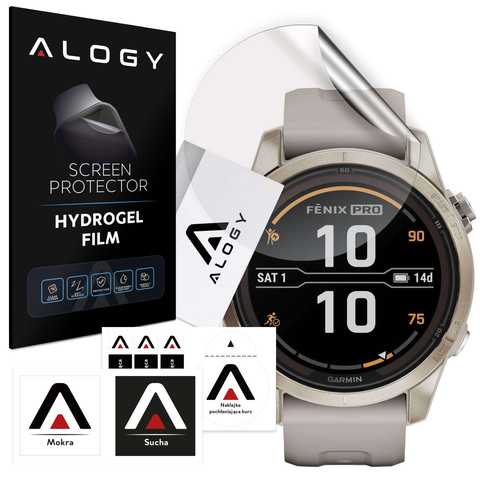 2x Alogy Hydrogel Hydrogel Protective Film for Smartwatch for Garmin Fenix 7s Pro
