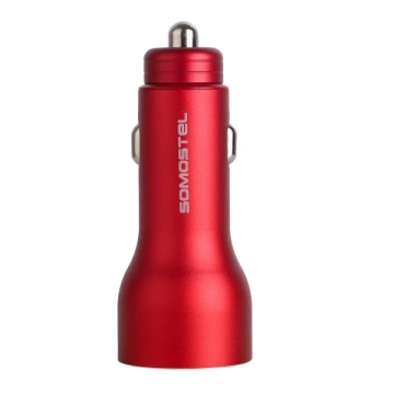 Somostel SMS-A89 Quick Charge QC 3.0 Autoladegerät 30W Aluminium 2X USB Rot