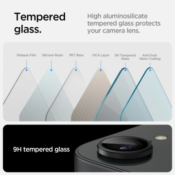 Захисний чохол для камери для iPhone 16e Spigen Optik Pro Glas.TR "EZ Fit", 2 шт., чорний
