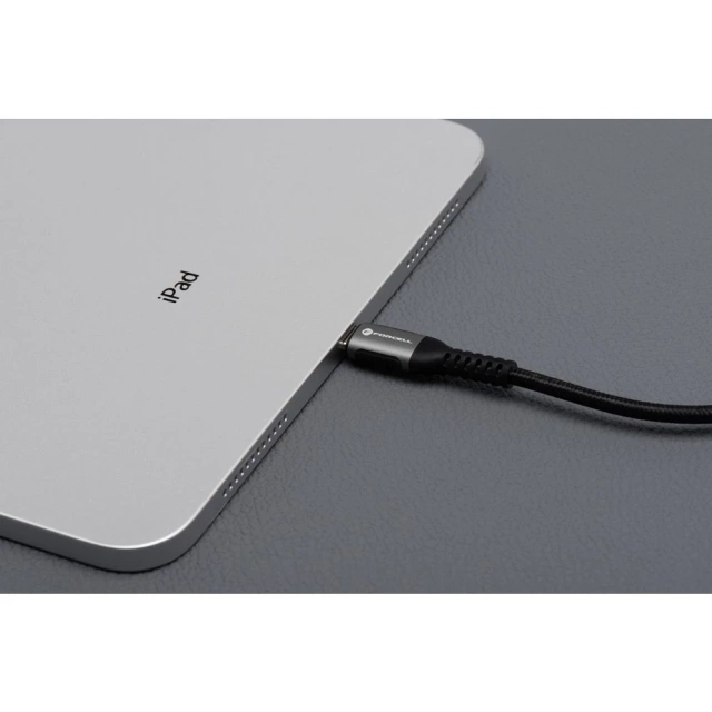 Prepojovací kábel USB-C na Lightning 27W 3m Nylonový PD Forcell Hliníkový Čierny
