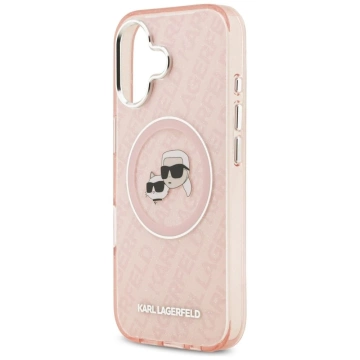 Etui Ochronne do iPhone 17 Karl Lagerfeld IML Glitter K&C Heads MagSafe Różowy