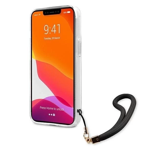 Guess GUHCP13MKCABBK iPhone 13 6,1" czarny/чорний твердий чохол Camo Strap Collection