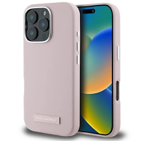 Etui Karl Lagerfeld do iPhone 16 Pro Max 6.9" Różowy MagSafe Hardcase FW Metal Plate