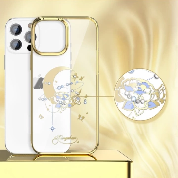 Luxusné puzdro Kingxbar Moon Series s kryštálmi Swarovski pre iPhone 13 Pro Gold (kvetinové)