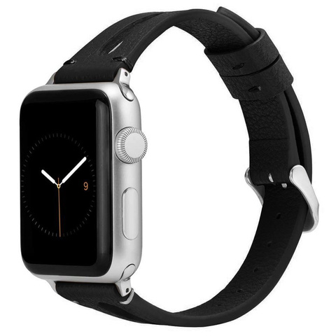 Kožený remienok Alogy kožený pre Apple Watch 42/44/45 / 49 mm čierny