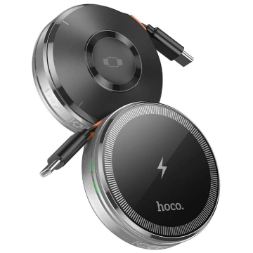 Bezdrôtová nabíjačka HOCO s navíjacím káblom typu C kompatibilná s MagSafe a Apple Watch 15W CQ18 strieborná