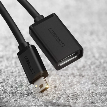 Адаптер Ugreen US249 mini USB-B на USB-A OTG 10 см 480 Мбіт/с, чорний