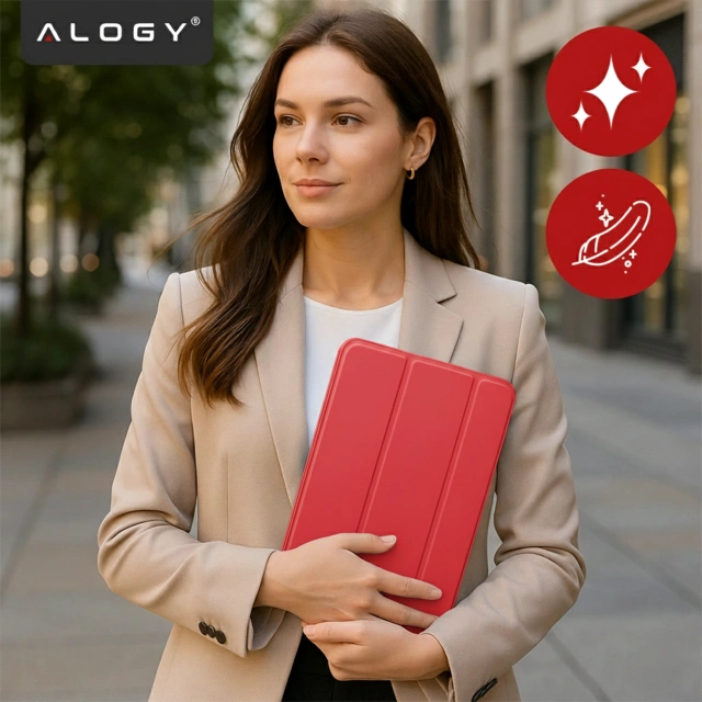 Etui do Apple iPad 11gen. 11" 2025 / 10gen. 10.9" 2022 – hybrydowa ochrona z miejscem na rysik, składana okładka z funkcją podstawki, precyzyjne dopasowanie – Alogy HybridBook™ Case Czerwone
