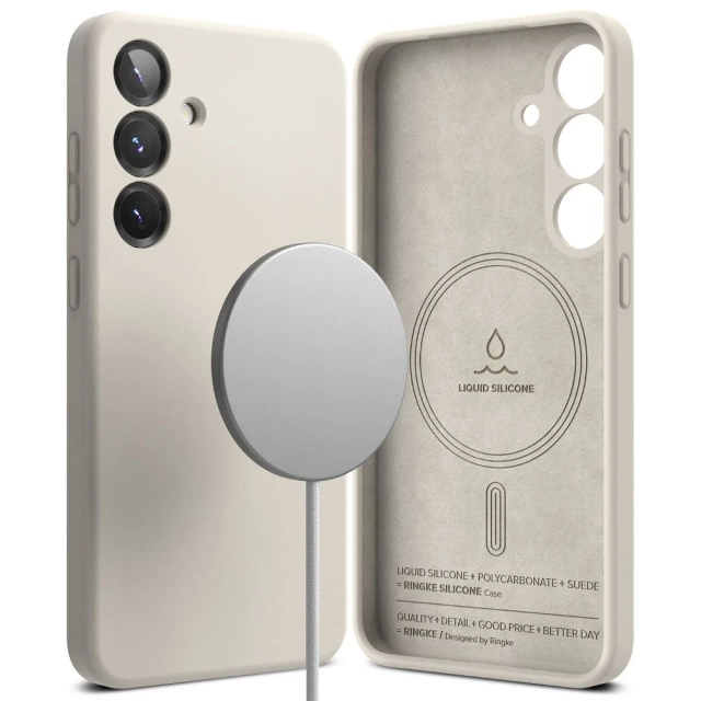 Чохол для Samsung Galaxy S25 із кам'яним силіконовим кільцем, магнітний, MagSafe