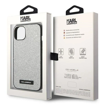 Karl Lagerfeld KLHCP14MG2ELS ochranné pouzdro na telefon pro Apple iPhone 14 Plus 6,7" pevné pouzdro stříbrné/stříbrné Glitter Plaque Logo
