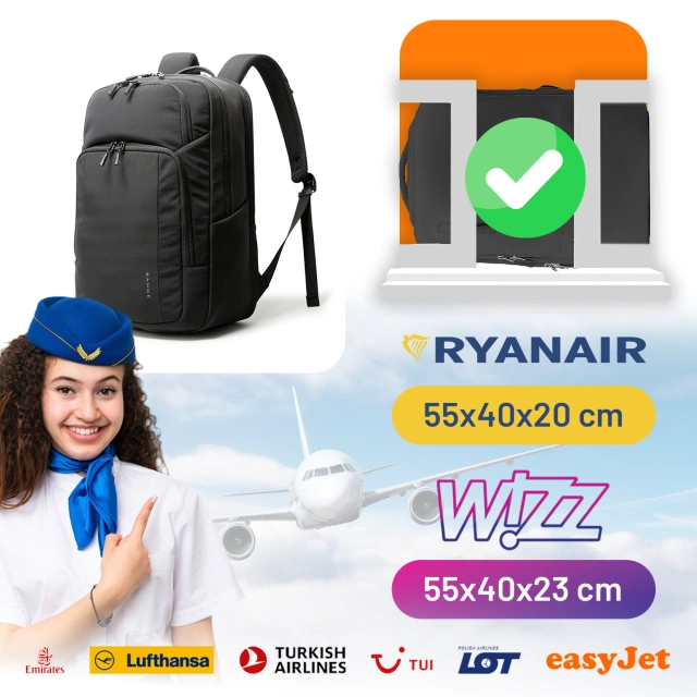 Vodotesný batoh Bange 23L na 16,4" notebook – priestranný a pohodlný, odolný a priedušný, do mesta aj na cesty, do práce aj do lietadla, unisex – čierny