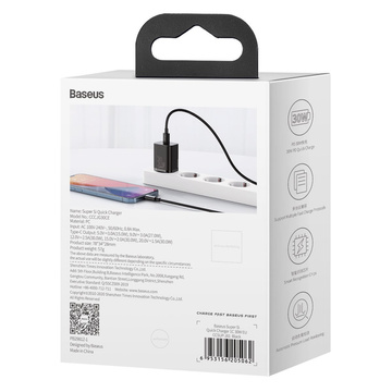 Napájecí adaptér Baseus Super Si USB-C Typ C PD Power Delivery 30W Černý