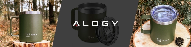 Thermal mug 420 ml with handle and lid for coffee, tea, steel, cold and hot drinks Alogy Green