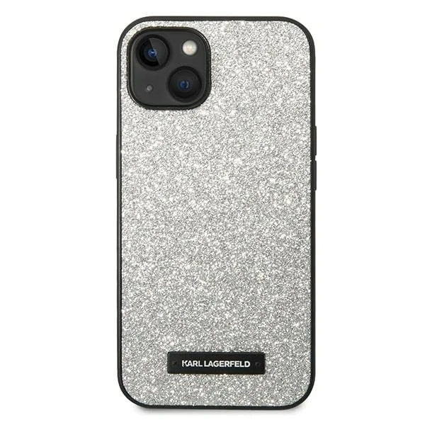 Karl Lagerfeld KLHCP14MG2ELS Schutzhülle für Apple iPhone 14 Plus 6,7" Hardcase Silber/Silber Glitter Plaque Logo