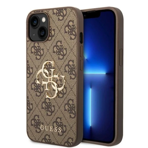 Etui Guess GUHCP15S4GMGBR pro iPhone 15 6,1" brązowý/hnědý pevný obal 4G Big Metal Logo