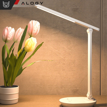 LED stolní noční lampa s QI 15W USB indukční nabíječkou pro čtecí stůl Časový spínač Alogy Desk White