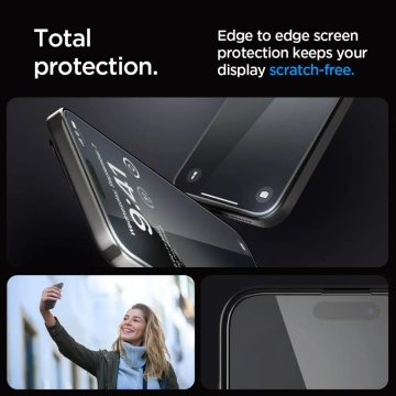 Spigen Glas.tR „Ez Fit“ FC gehärtetes Glas für Apple iPhone 15 Pro Schwarz