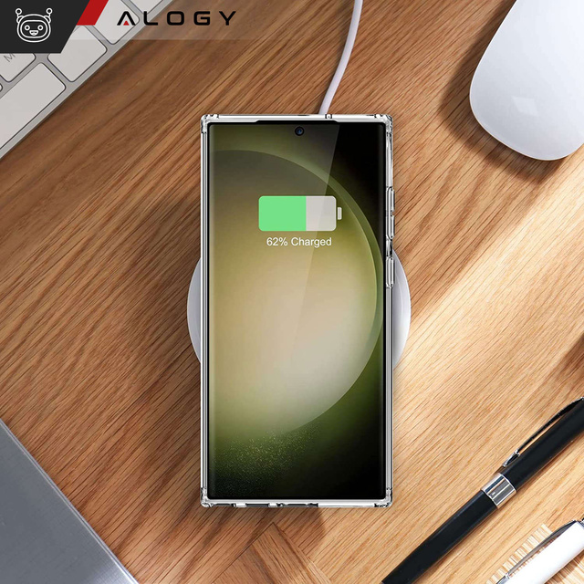 Etui do Samsung Galaxy S24 Ultra Mag Safe Case obudowa plecki Cover Anti-Shock Clear Alogy Przezroczyste + Szkło