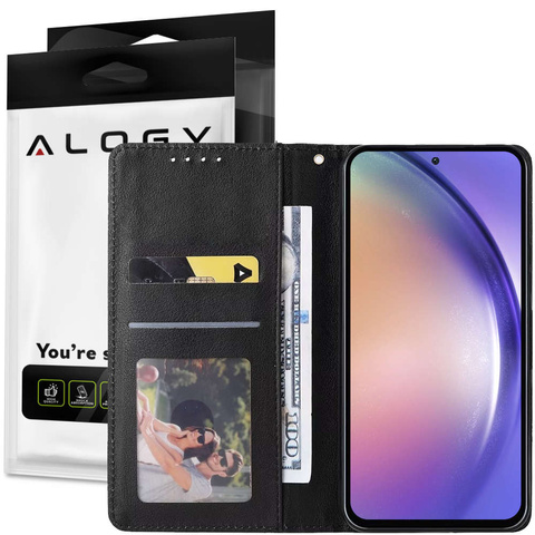 Ochranné flipové kožené puzdro na peňaženku Alogy Wallet Case Kryt na telefón pre Samsung Galaxy A34 5G čierny