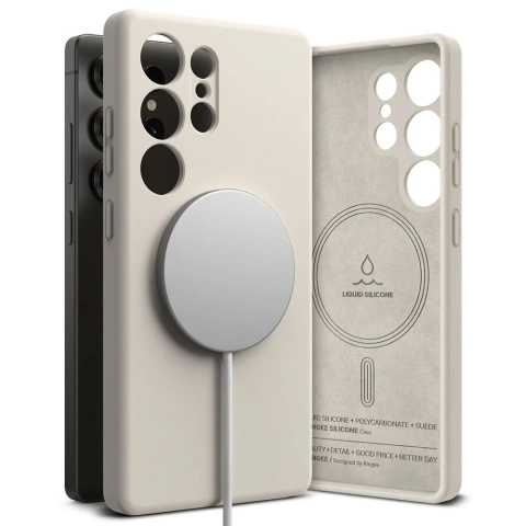 Silikonový pouzdro na Samsung Galaxy S25 Ultra s kamenným kroužkem, magnetický MagSafe.