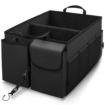 Car trunk organizer storage bag for car large trunk Black XXL Alogy hard cover 2x headrest holder