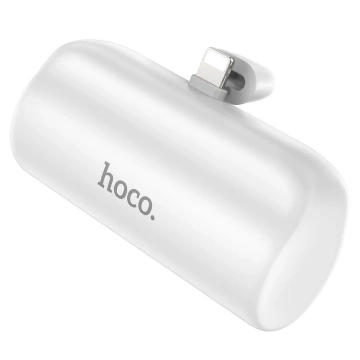 Зовнішній акумулятор HOCO 5000mAh Lightning 2A J106 білого кольору, компактний, з підставкою
