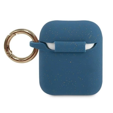 Guess GUACCSILGLBL obal na AirPods niebieski/blue Silicone Glitter