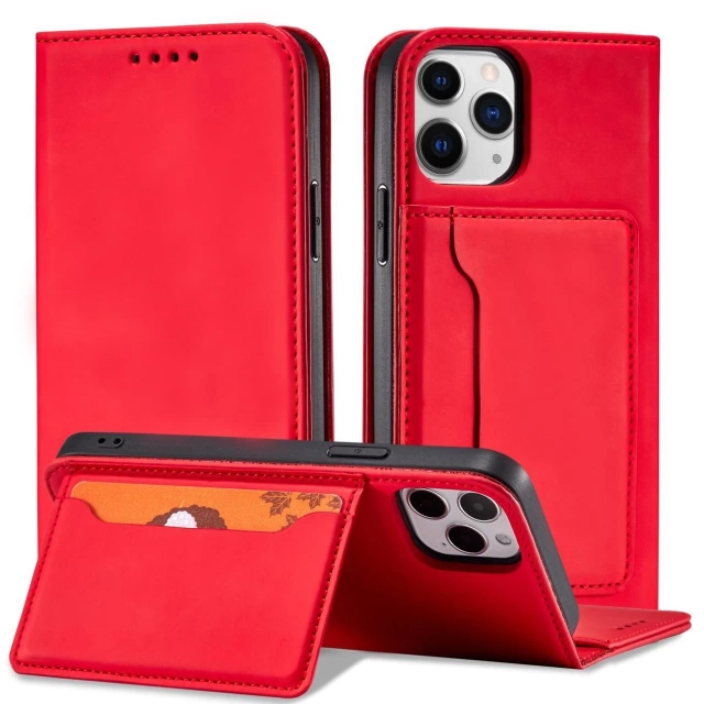 Magnetkartenhülle für iPhone 12 Pro Tasche Kartenetui Kartenhalter Rot