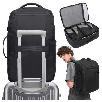 Bange Waterproof Backpack for Laptop 17" City Travel 47x29x17 cm for Work Airplane Men's Women's with 3 Organizers Black